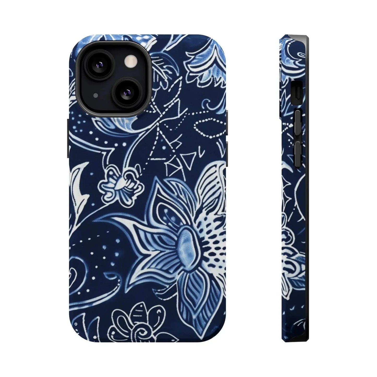 Floral Navy Magnetic Impact - Resistant Phone Case — Blue Paisley Protection - DIGITAL X