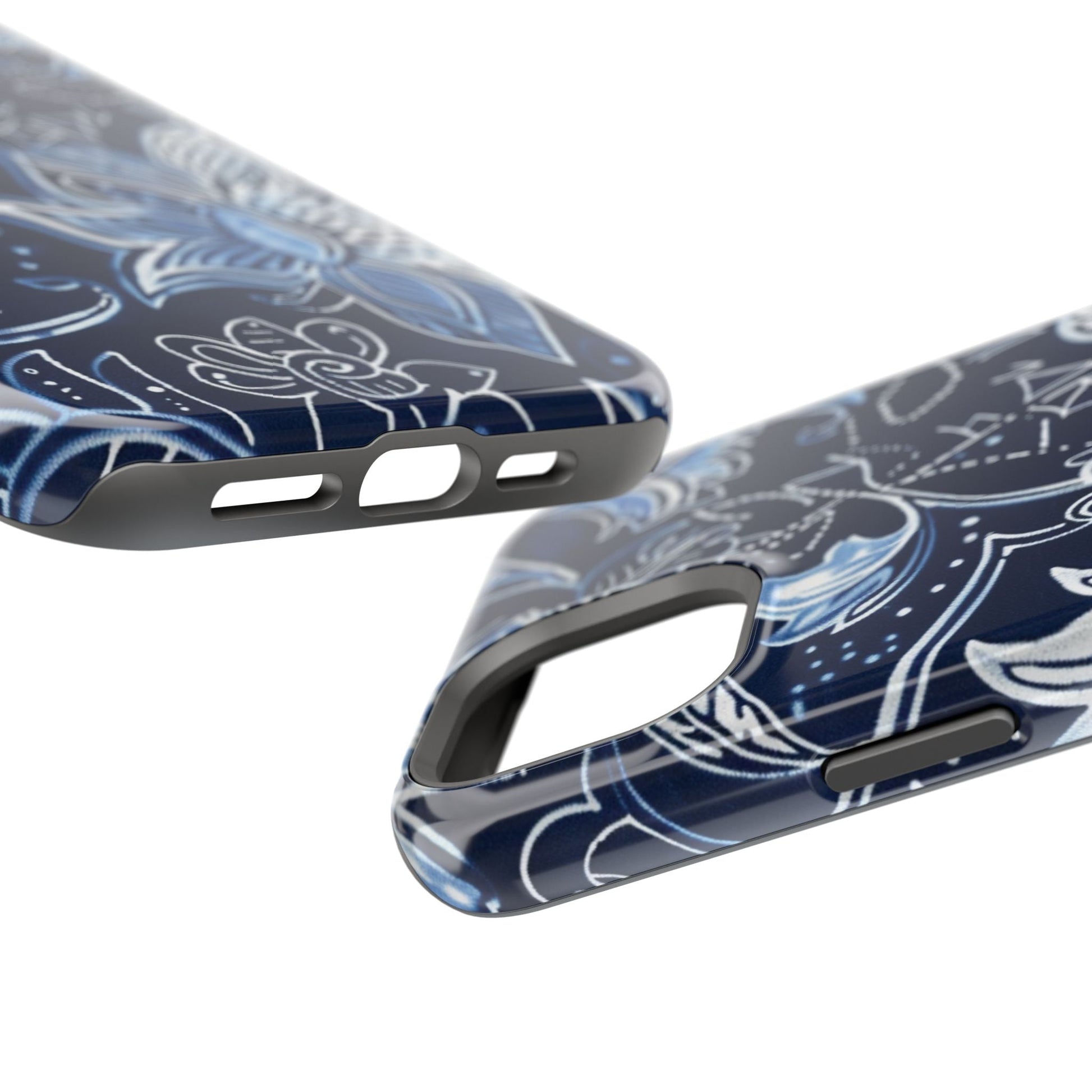 Floral Navy Magnetic Impact - Resistant Phone Case — Blue Paisley Protection - DIGITAL X