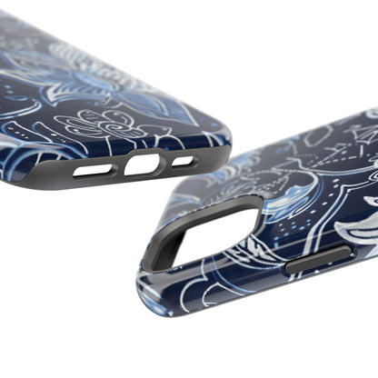 Floral Navy Magnetic Impact - Resistant Phone Case — Blue Paisley Protection - DIGITAL X
