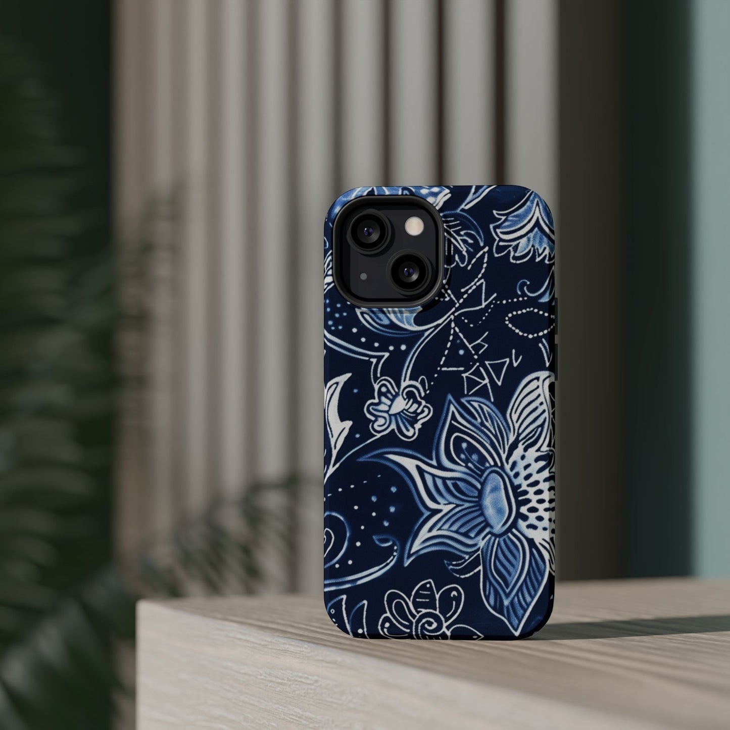 Floral Navy Magnetic Impact - Resistant Phone Case — Blue Paisley Protection - DIGITAL X