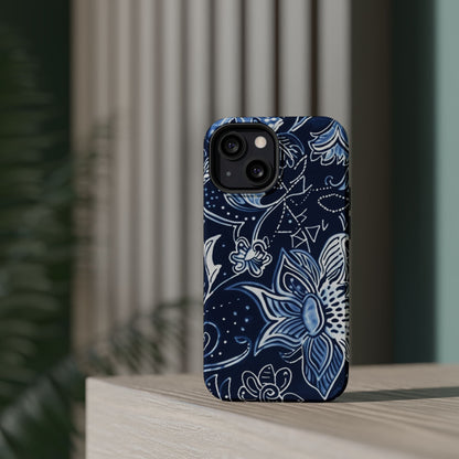 Floral Navy Magnetic Impact - Resistant Phone Case — Blue Paisley Protection - DIGITAL X