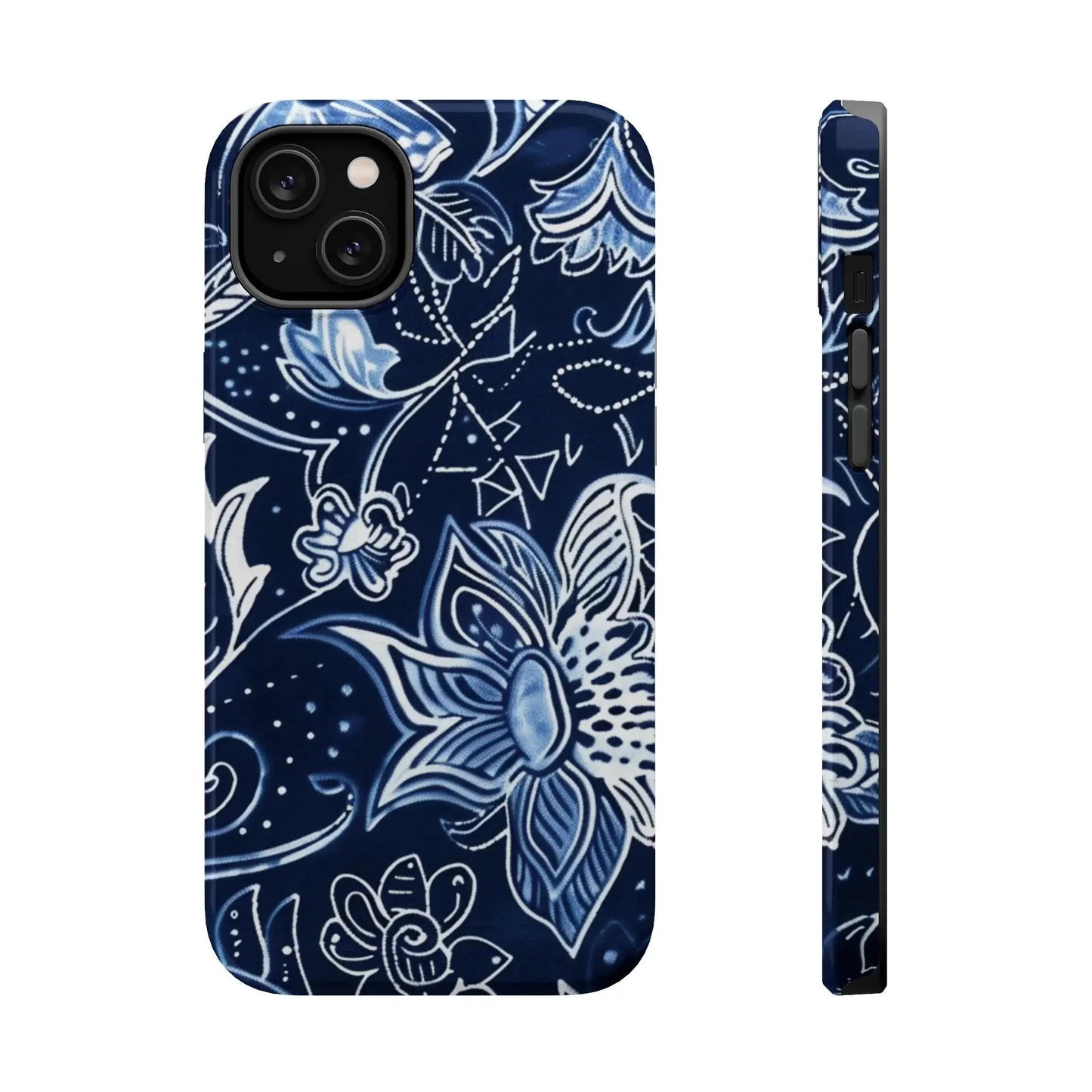Floral Navy Magnetic Impact - Resistant Phone Case — Blue Paisley Protection - DIGITAL X