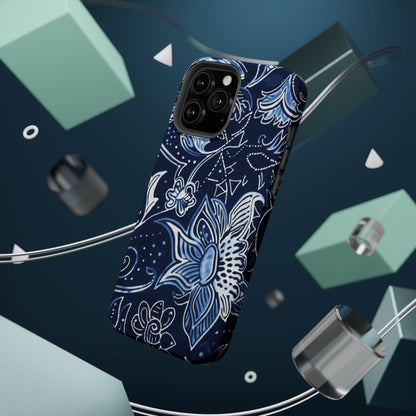 Floral Navy Magnetic Impact - Resistant Phone Case — Blue Paisley Protection - DIGITAL X