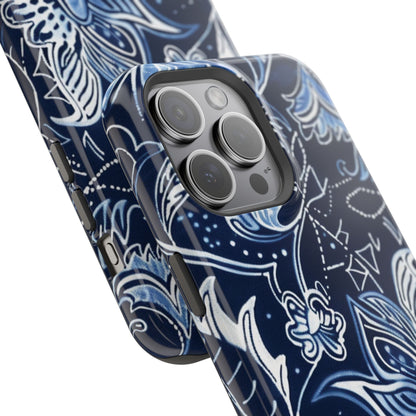 Floral Navy Magnetic Impact - Resistant Phone Case — Blue Paisley Protection - DIGITAL X