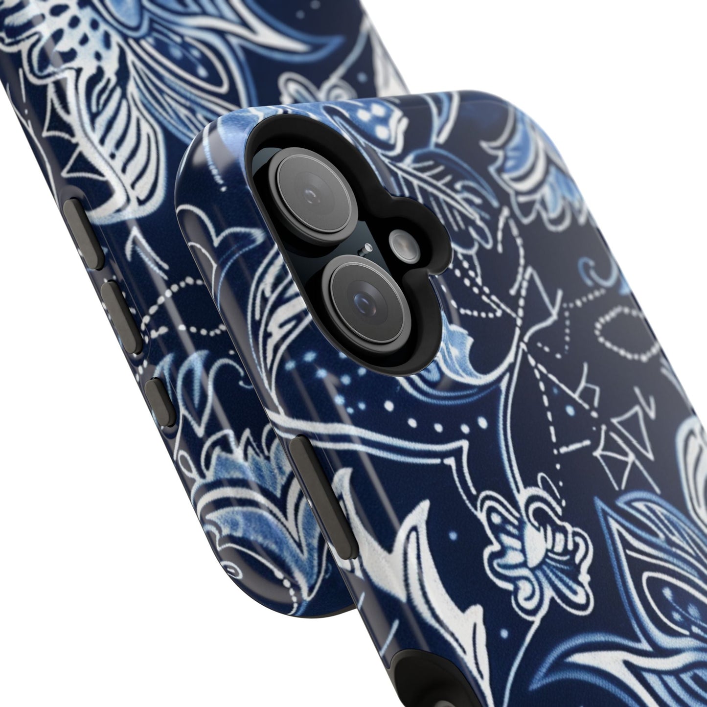 Floral Navy Magnetic Impact - Resistant Phone Case — Blue Paisley Protection - DIGITAL X