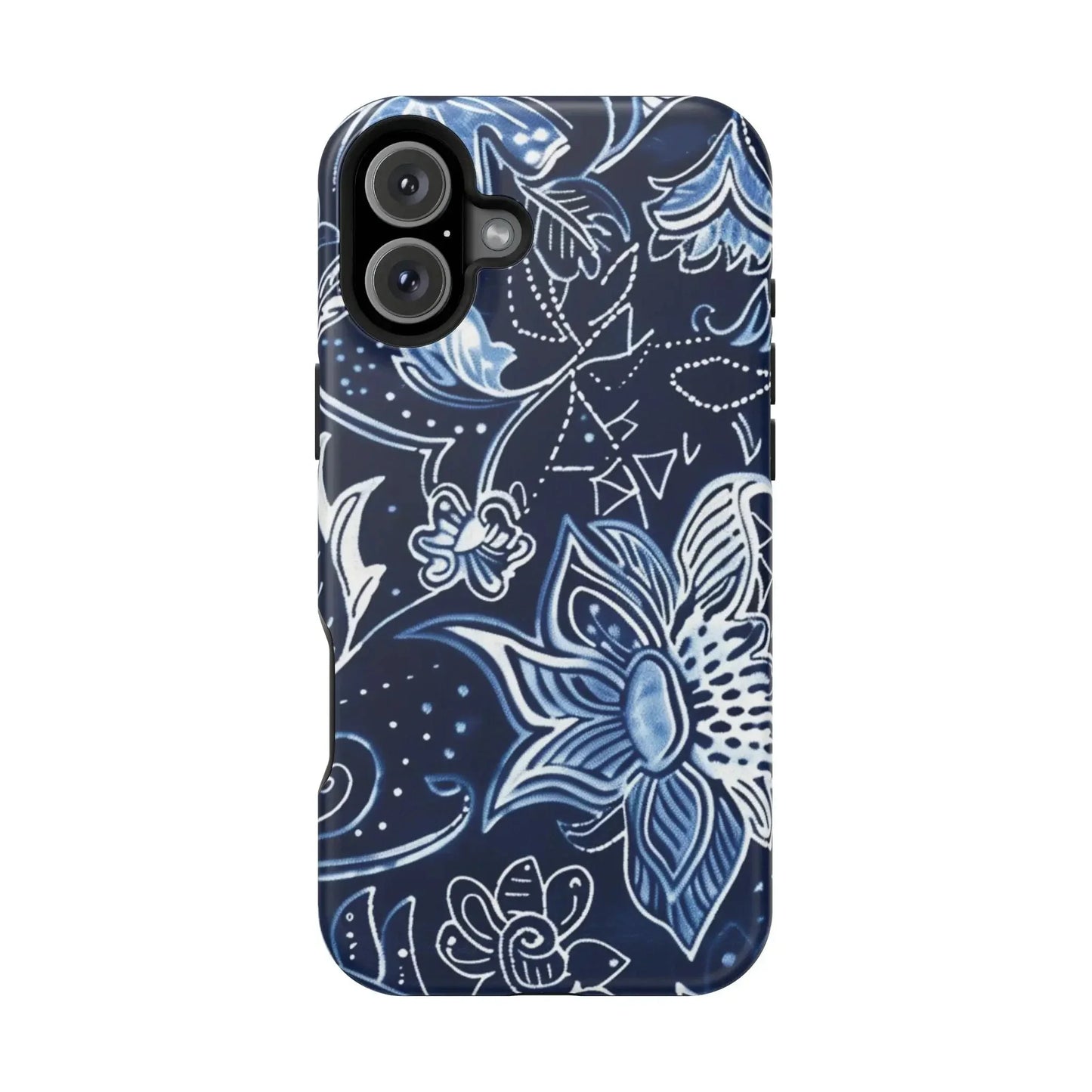 Floral Navy Magnetic Impact - Resistant Phone Case — Blue Paisley Protection - DIGITAL X
