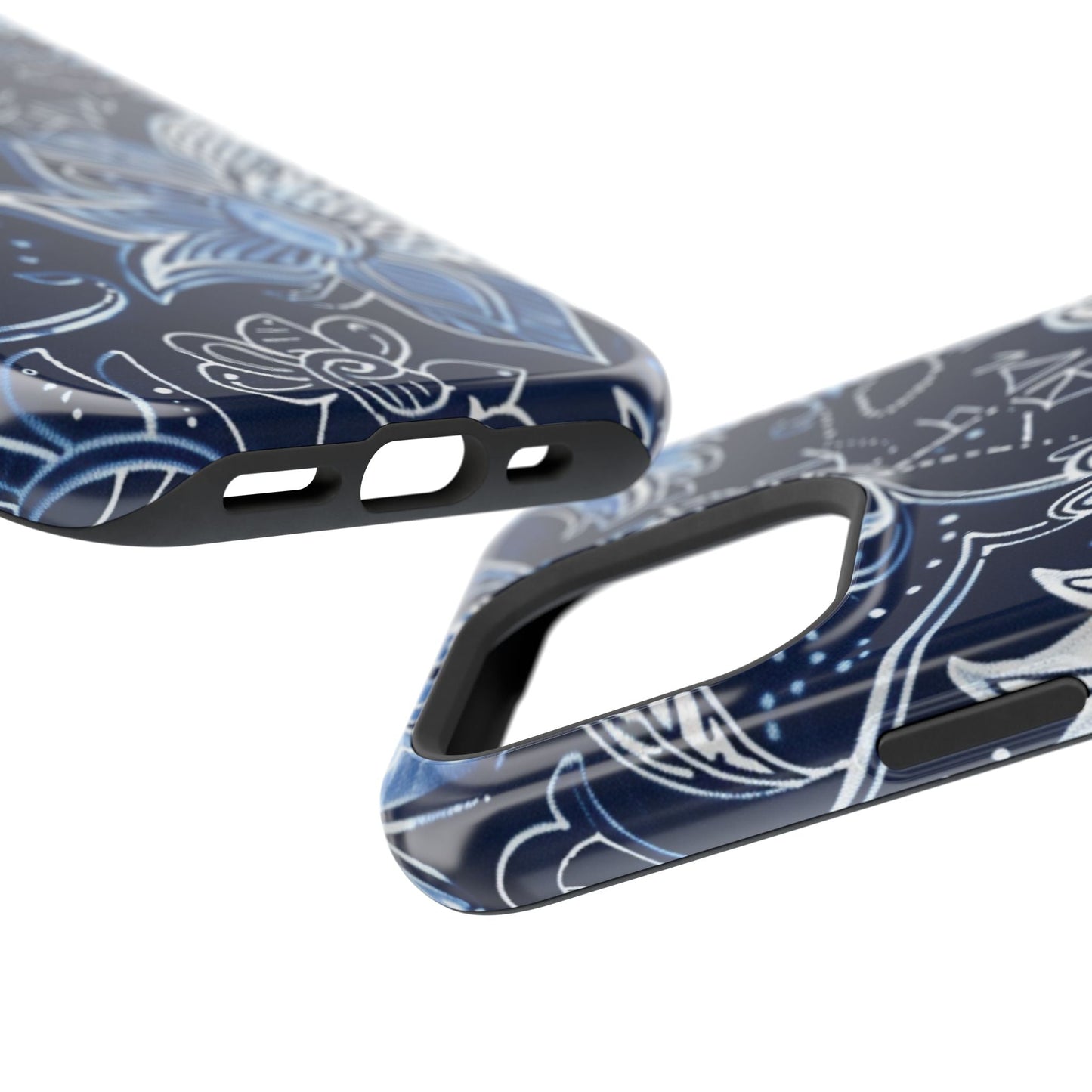 Floral Navy Magnetic Impact - Resistant Phone Case — Blue Paisley Protection - DIGITAL X