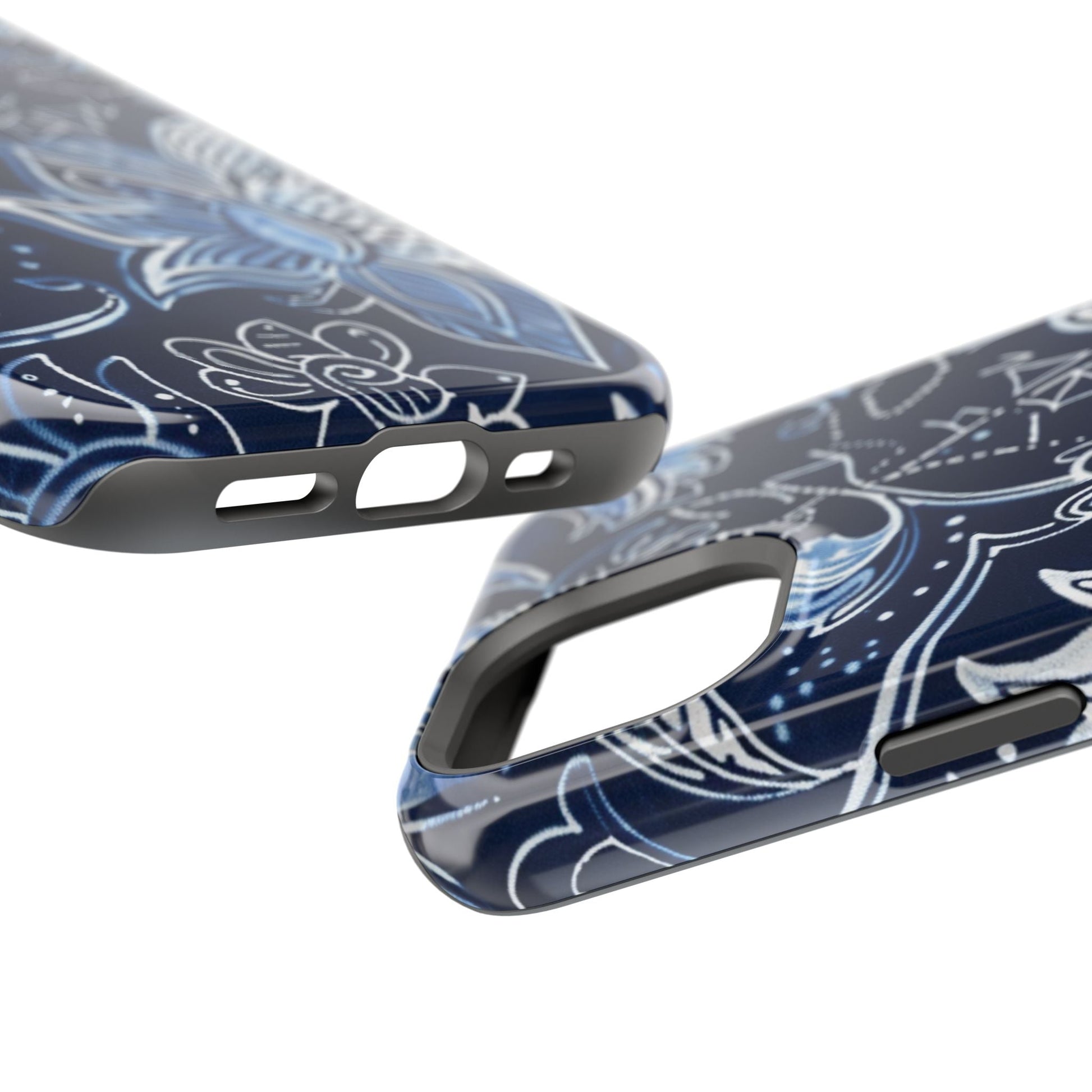 Floral Navy Magnetic Impact - Resistant Phone Case — Blue Paisley Protection - DIGITAL X