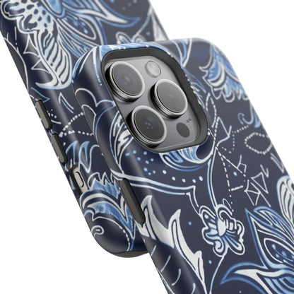 Floral Navy Magnetic Impact - Resistant Phone Case — Blue Paisley Protection - DIGITAL X