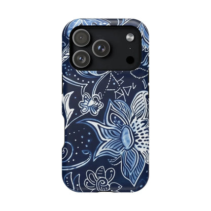 Floral Navy Magnetic Impact - Resistant Phone Case — Blue Paisley Protection - DIGITAL X