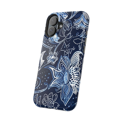Floral Navy Magnetic Impact - Resistant Phone Case — Blue Paisley Protection - DIGITAL X