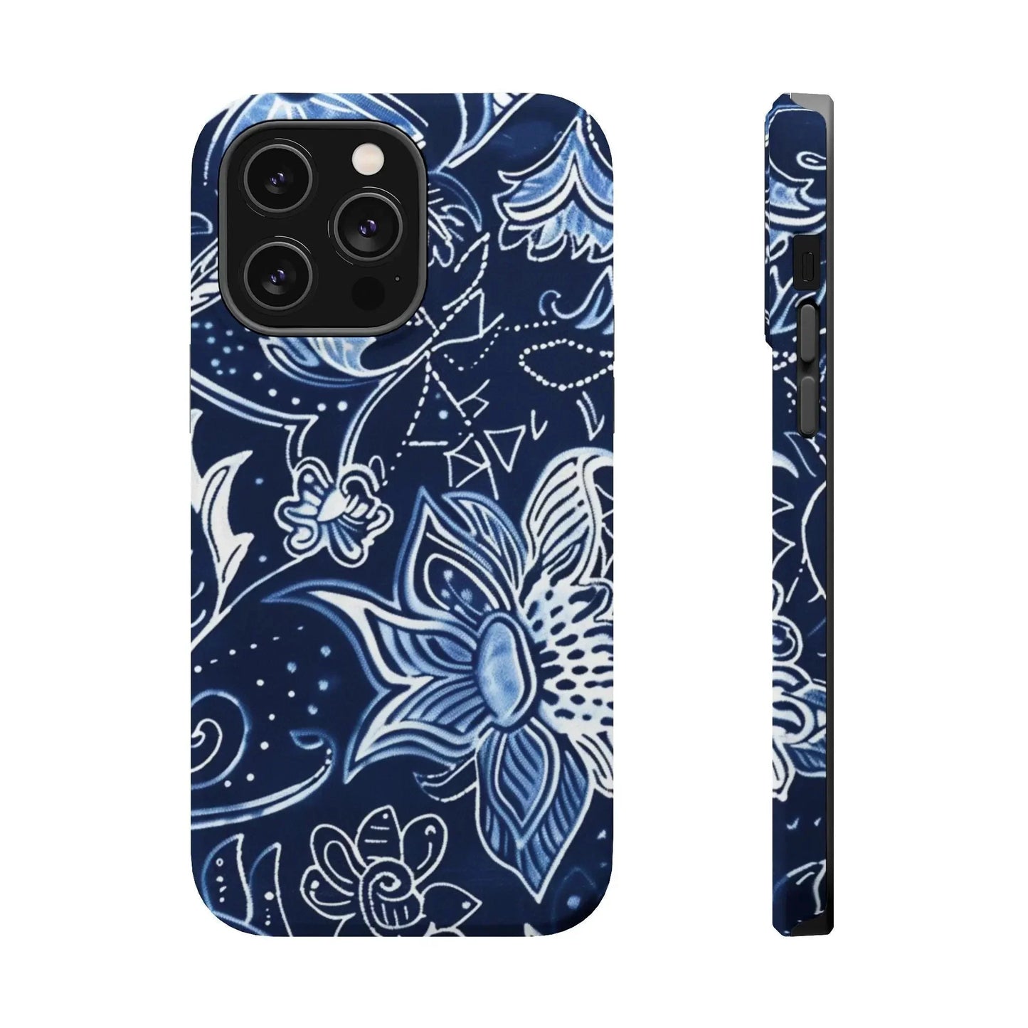 Floral Navy Magnetic Impact - Resistant Phone Case — Blue Paisley Protection - DIGITAL X