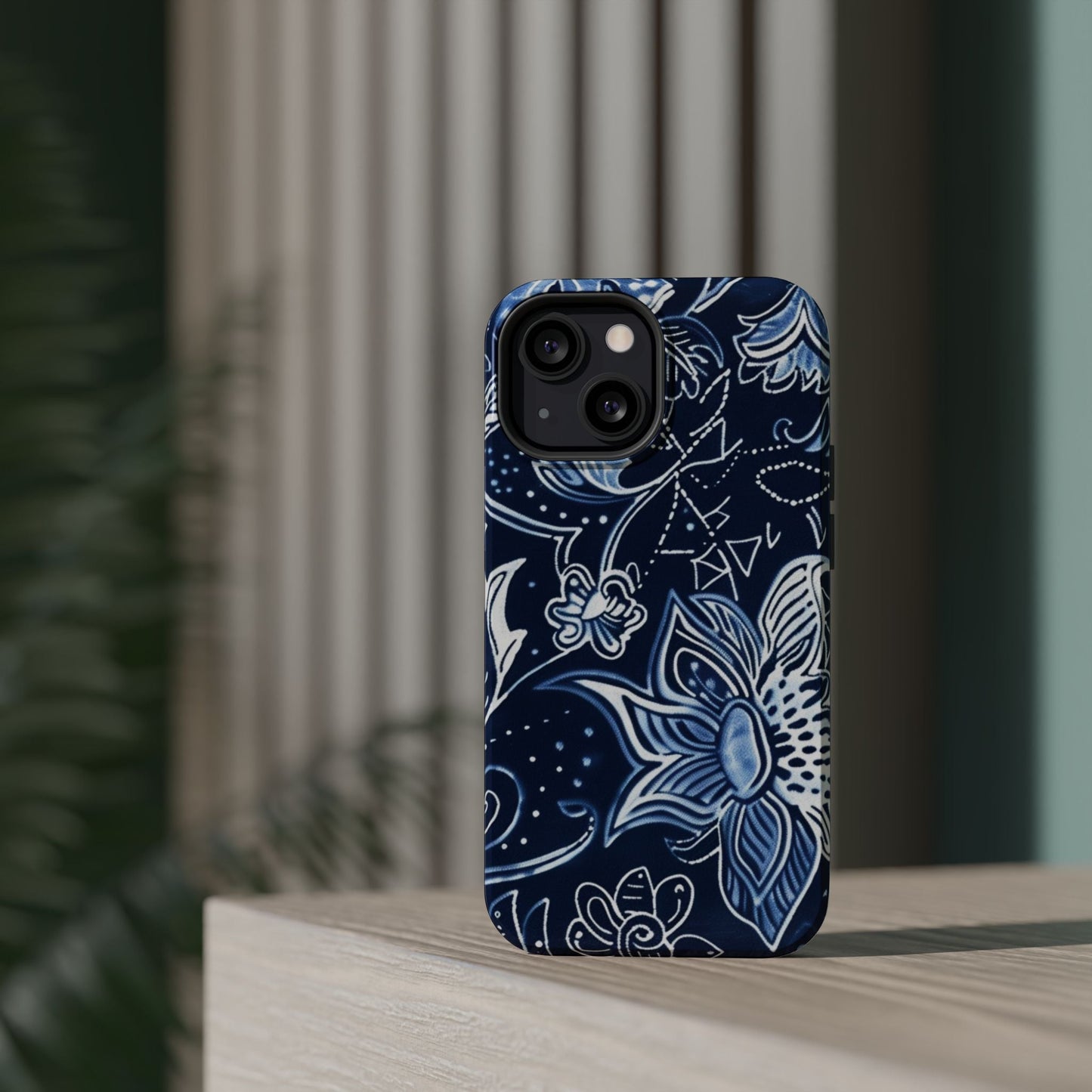 Floral Navy Magnetic Impact - Resistant Phone Case — Blue Paisley Protection - DIGITAL X