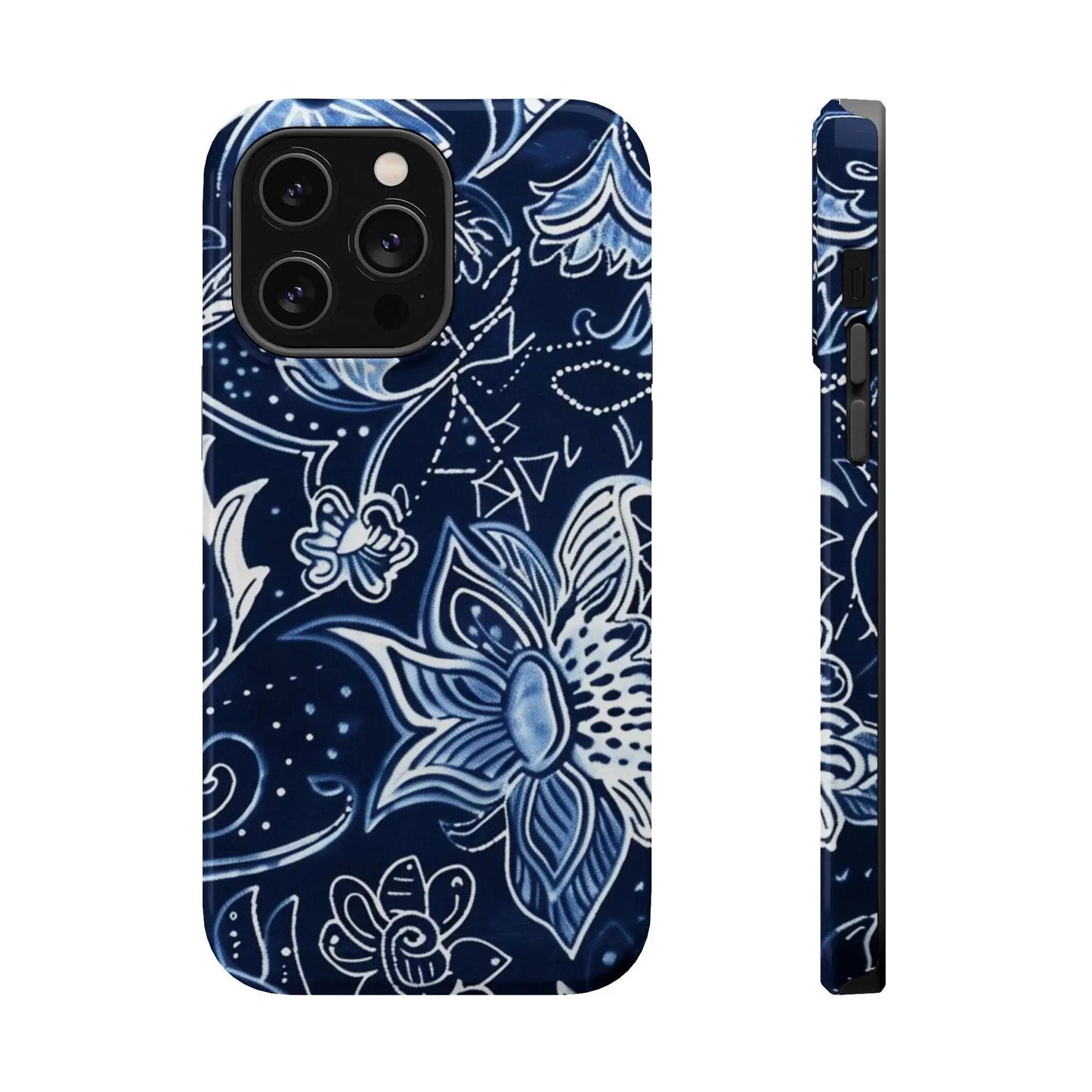 Floral Navy Magnetic Impact - Resistant Phone Case — Blue Paisley Protection - DIGITAL X