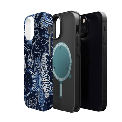 Floral Navy Magnetic Impact - Resistant Phone Case — Blue Paisley Protection - DIGITAL X