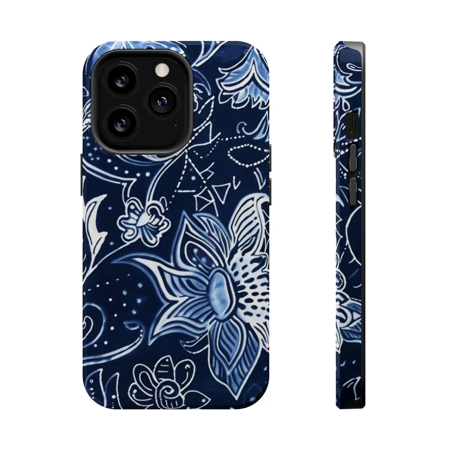 Floral Navy Magnetic Impact - Resistant Phone Case — Blue Paisley Protection - DIGITAL X
