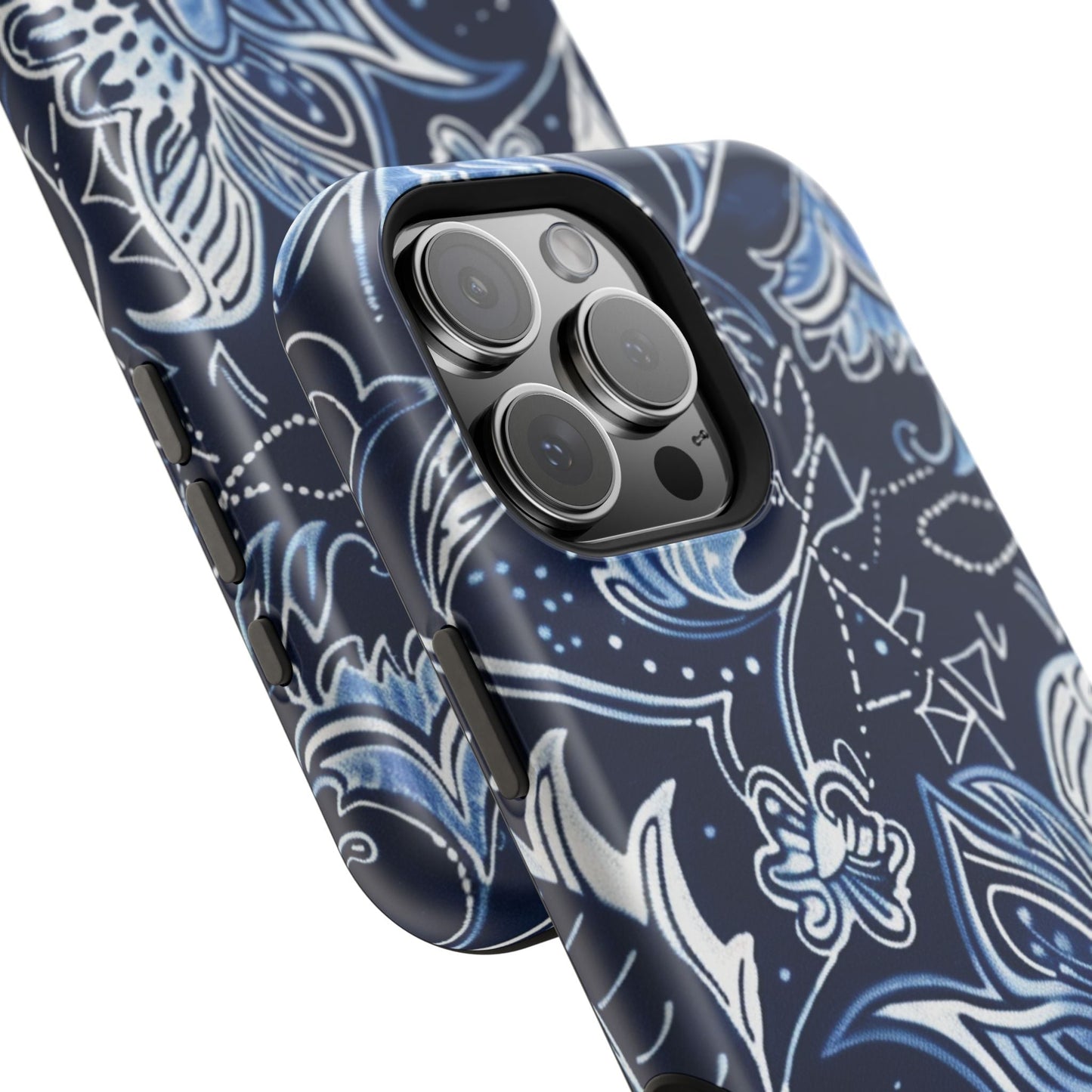 Floral Navy Magnetic Impact - Resistant Phone Case — Blue Paisley Protection - DIGITAL X