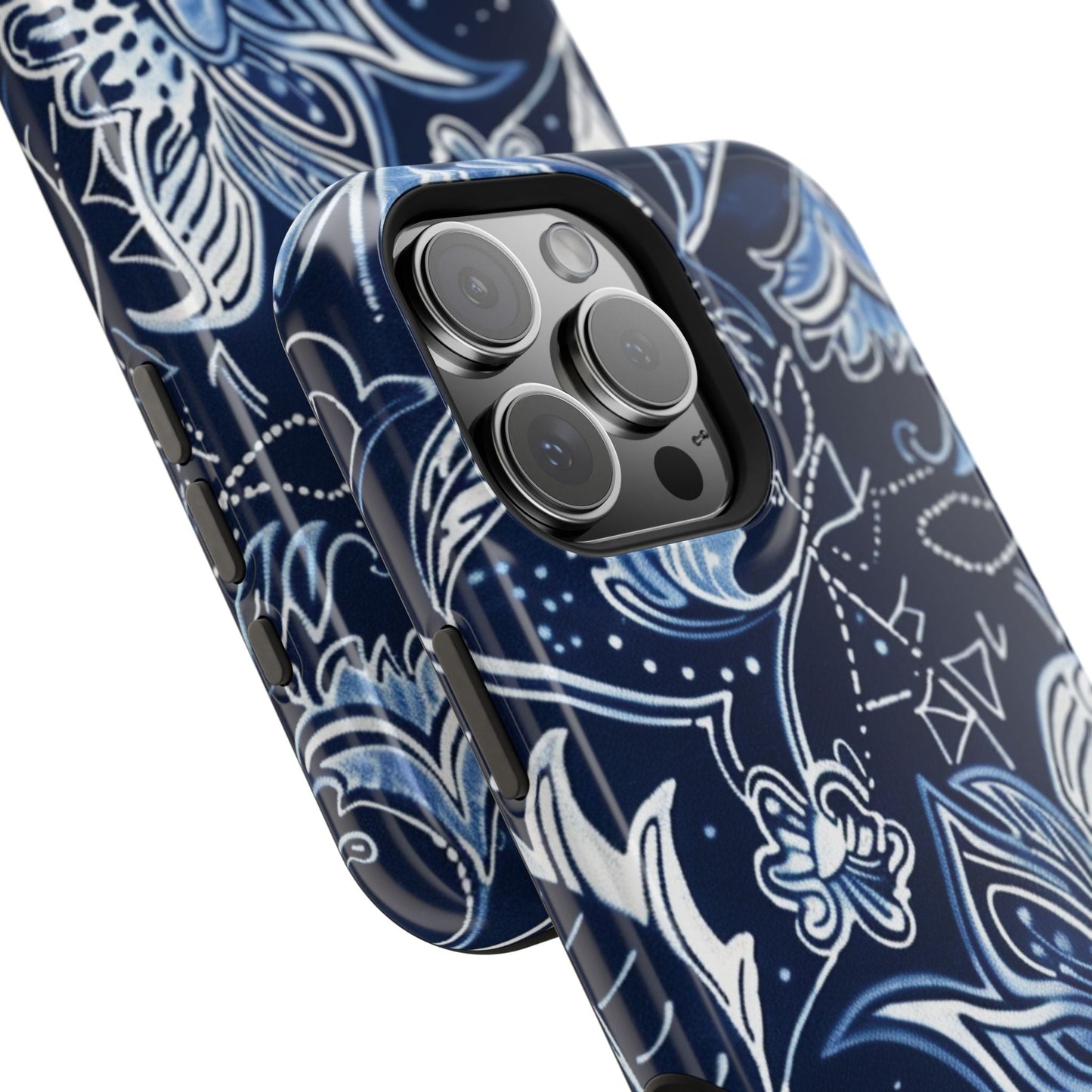 Floral Navy Magnetic Impact - Resistant Phone Case — Blue Paisley Protection - DIGITAL X