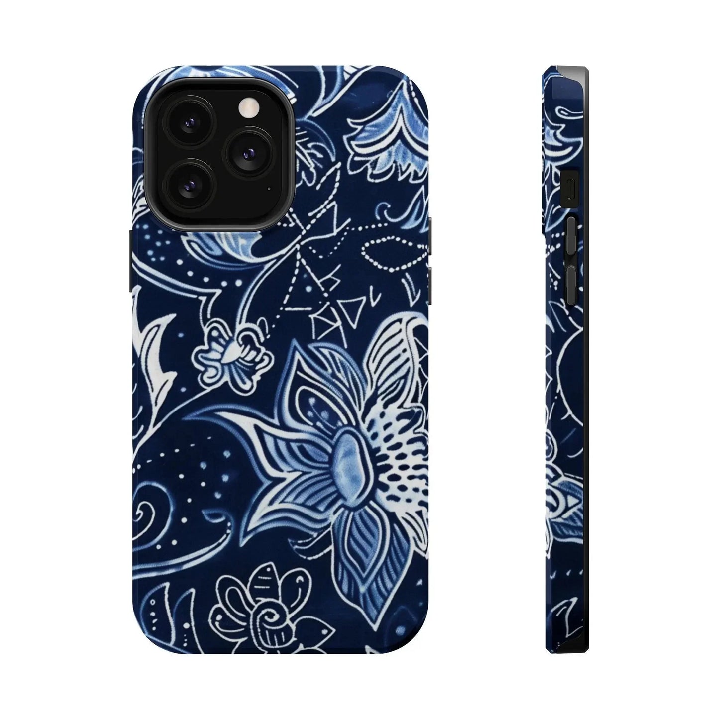 Floral Navy Magnetic Impact - Resistant Phone Case — Blue Paisley Protection - DIGITAL X