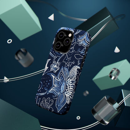 Floral Navy Magnetic Impact - Resistant Phone Case — Blue Paisley Protection - DIGITAL X
