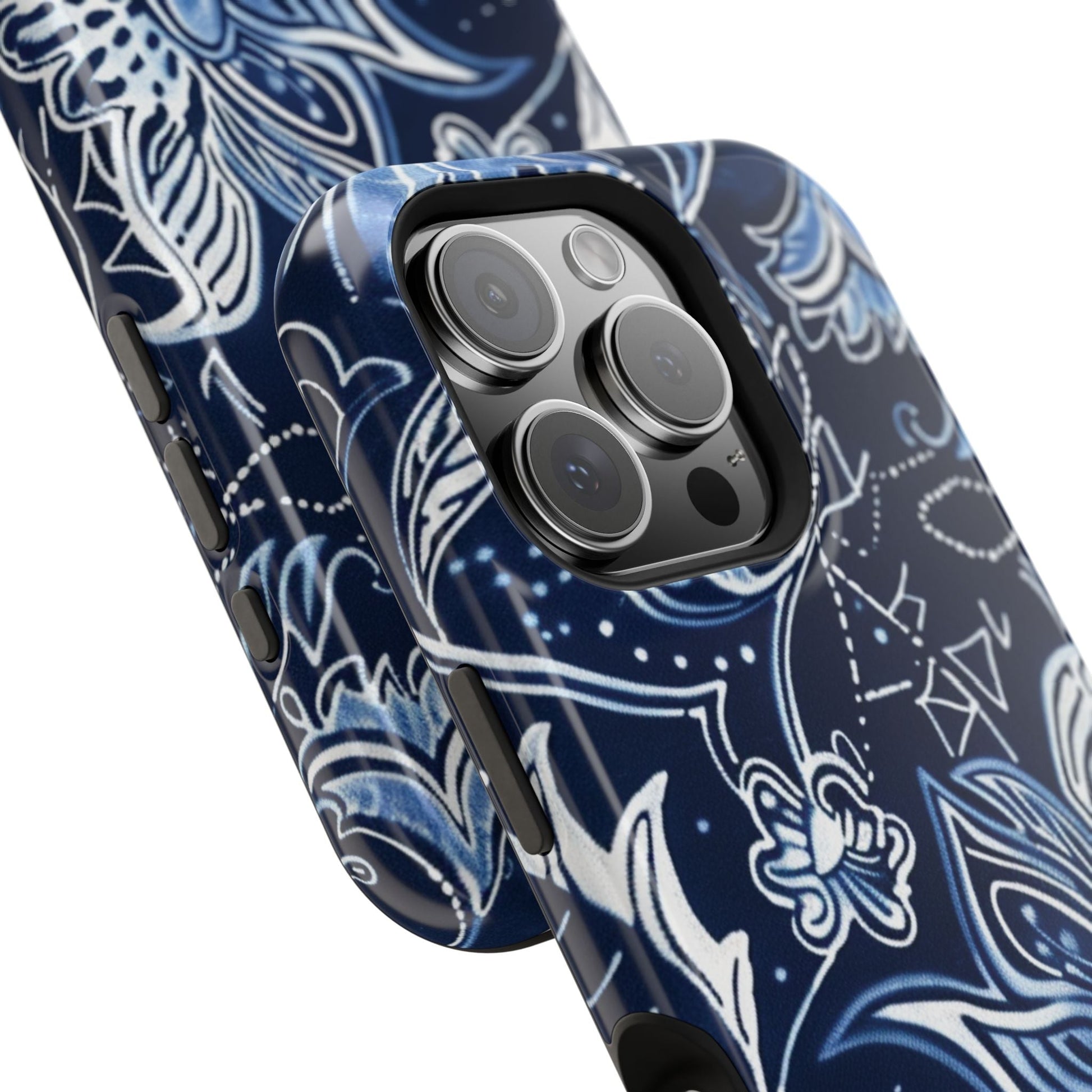 Floral Navy Magnetic Impact - Resistant Phone Case — Blue Paisley Protection - DIGITAL X