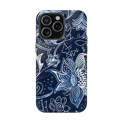 Floral Navy Magnetic Impact - Resistant Phone Case — Blue Paisley Protection - DIGITAL X