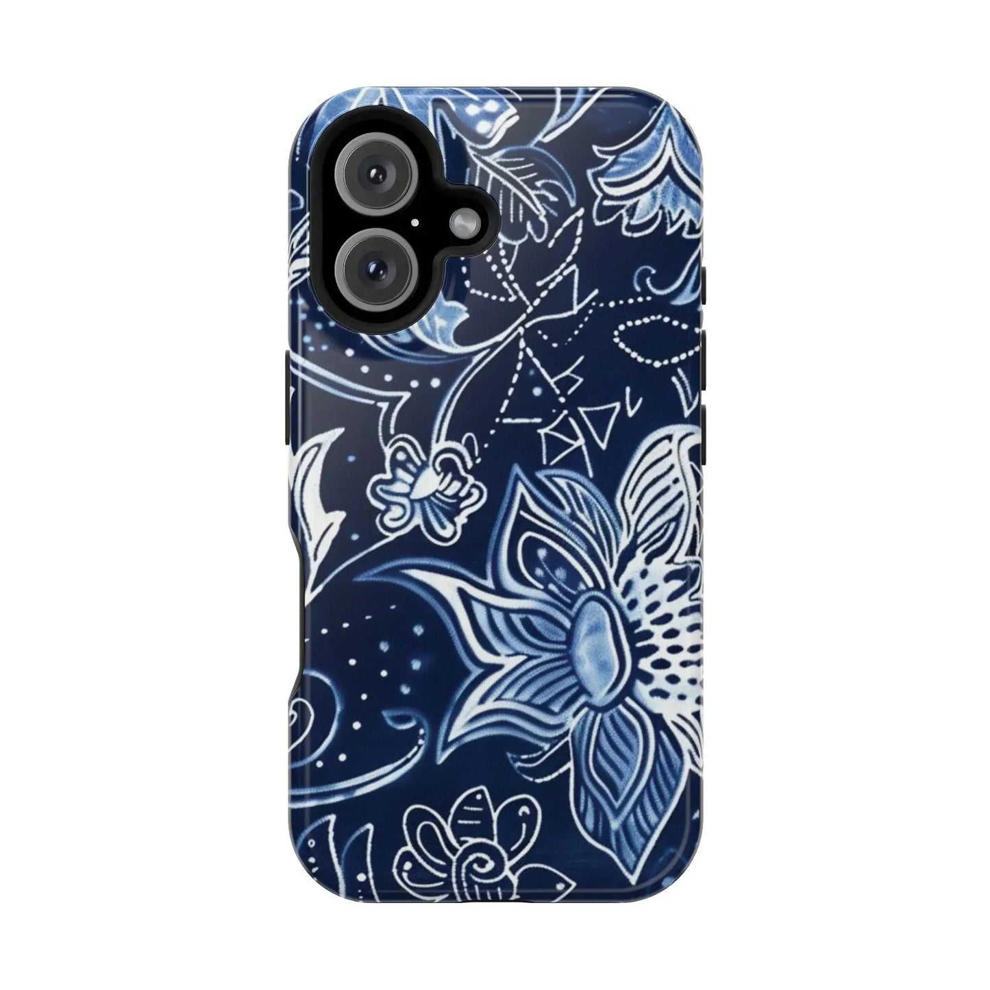 Floral Navy Magnetic Impact - Resistant Phone Case — Blue Paisley Protection - DIGITAL X