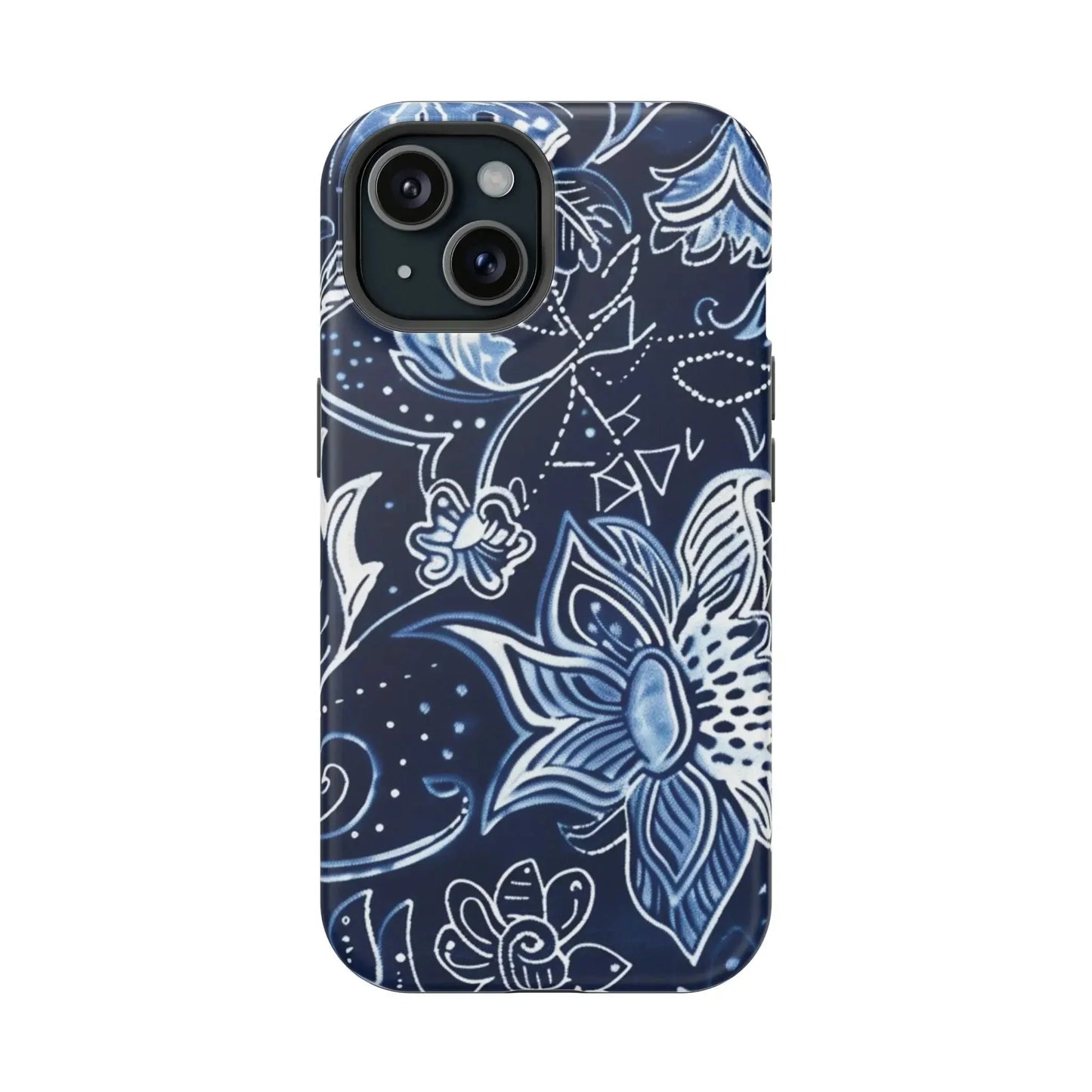 Floral Navy Magnetic Impact - Resistant Phone Case — Blue Paisley Protection - DIGITAL X