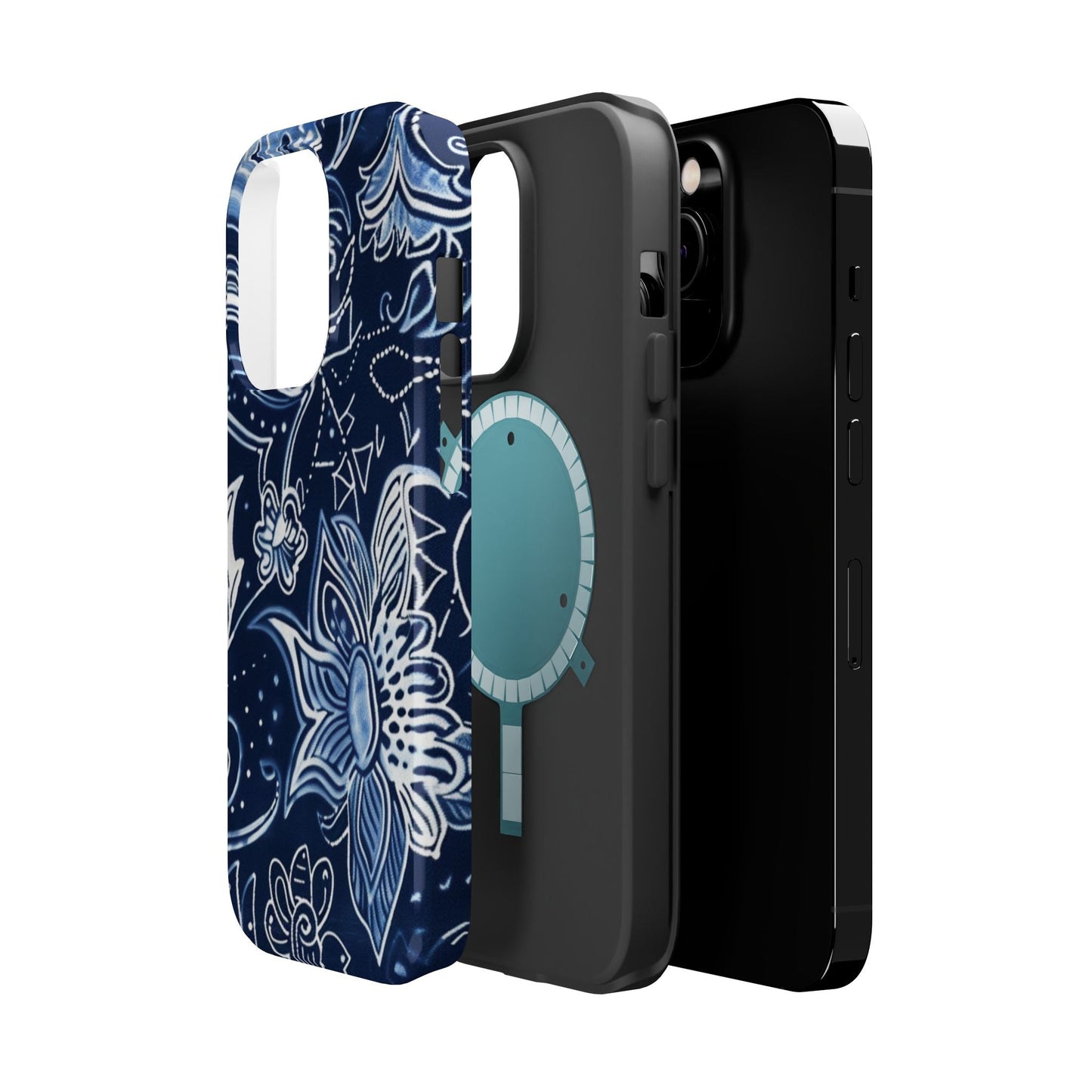 Floral Navy Magnetic Impact - Resistant Phone Case — Blue Paisley Protection - DIGITAL X