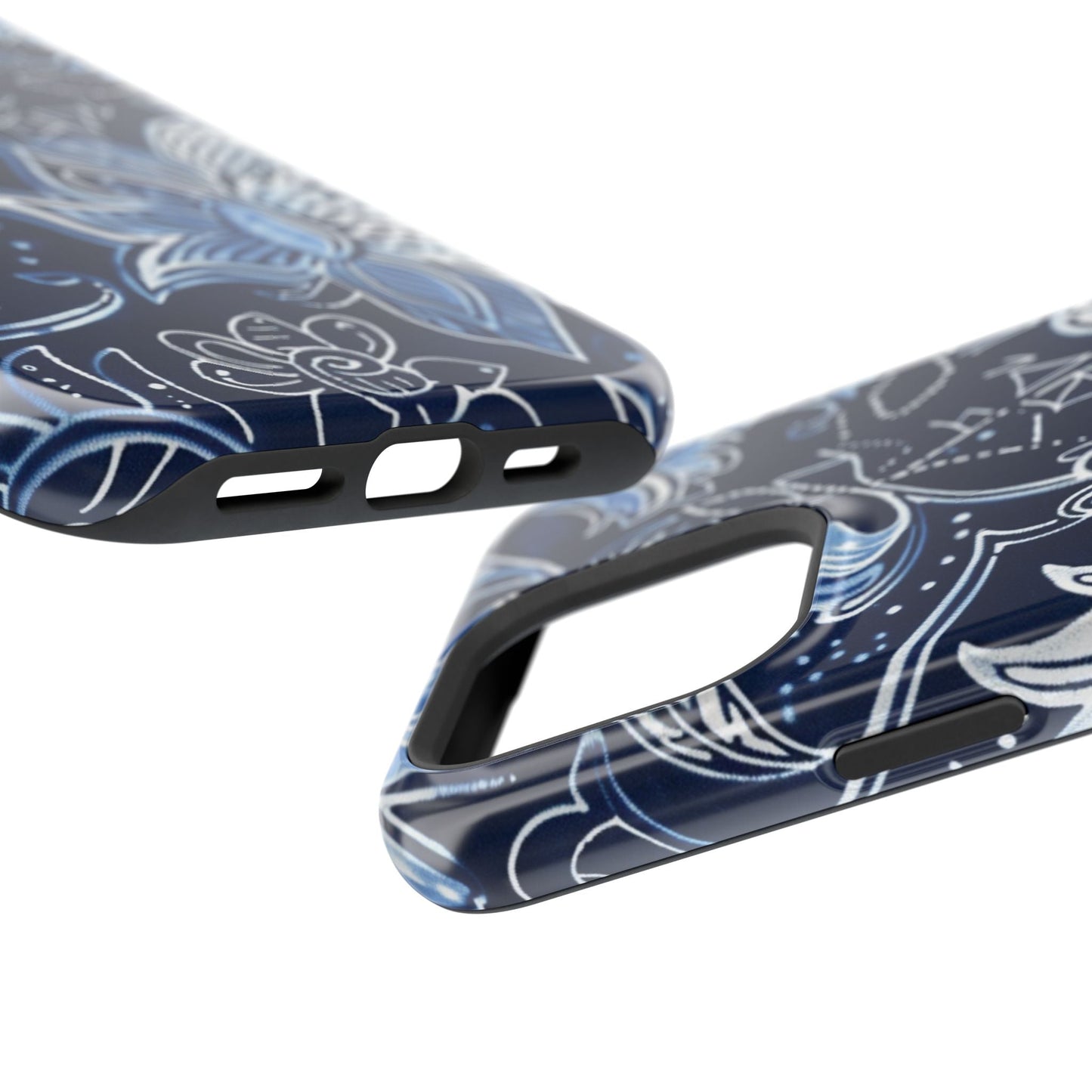 Floral Navy Magnetic Impact - Resistant Phone Case — Blue Paisley Protection - DIGITAL X