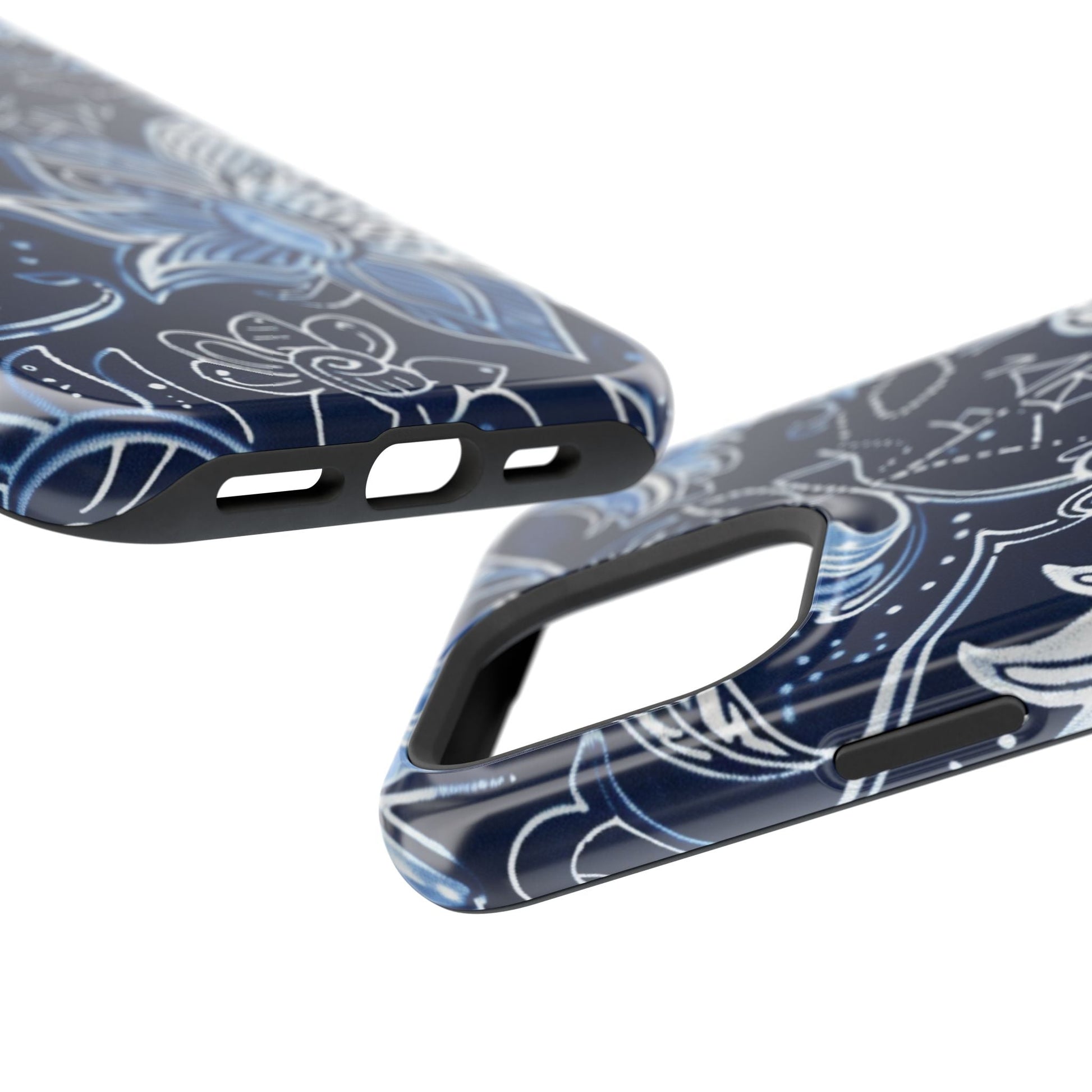 Floral Navy Magnetic Impact - Resistant Phone Case — Blue Paisley Protection - DIGITAL X