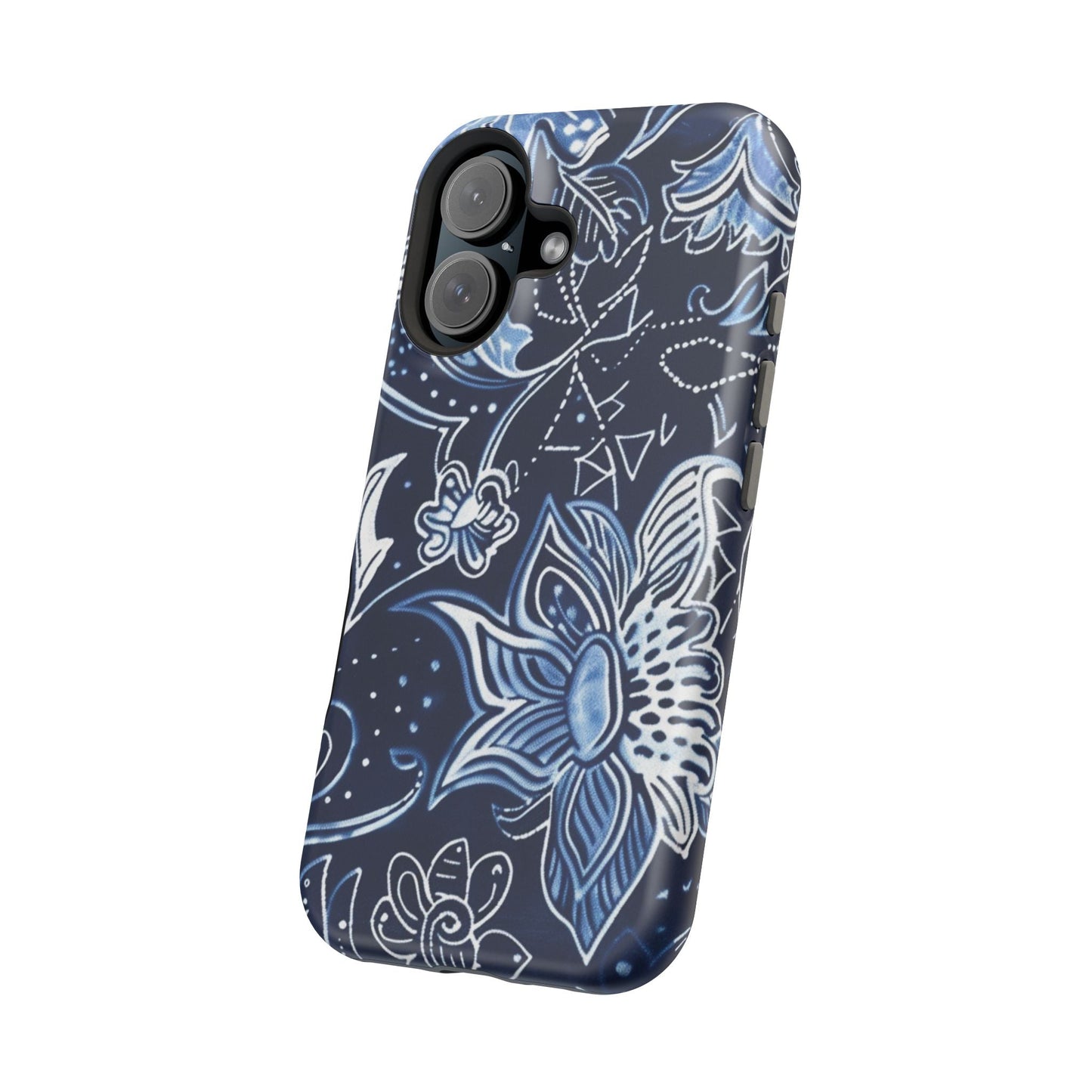Floral Navy Magnetic Impact - Resistant Phone Case — Blue Paisley Protection - DIGITAL X