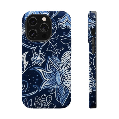 Floral Navy Magnetic Impact - Resistant Phone Case — Blue Paisley Protection - DIGITAL X