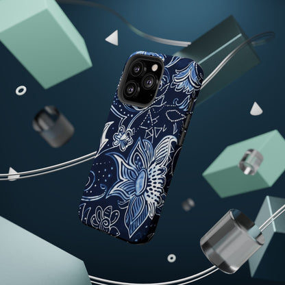 Floral Navy Magnetic Impact - Resistant Phone Case — Blue Paisley Protection - DIGITAL X