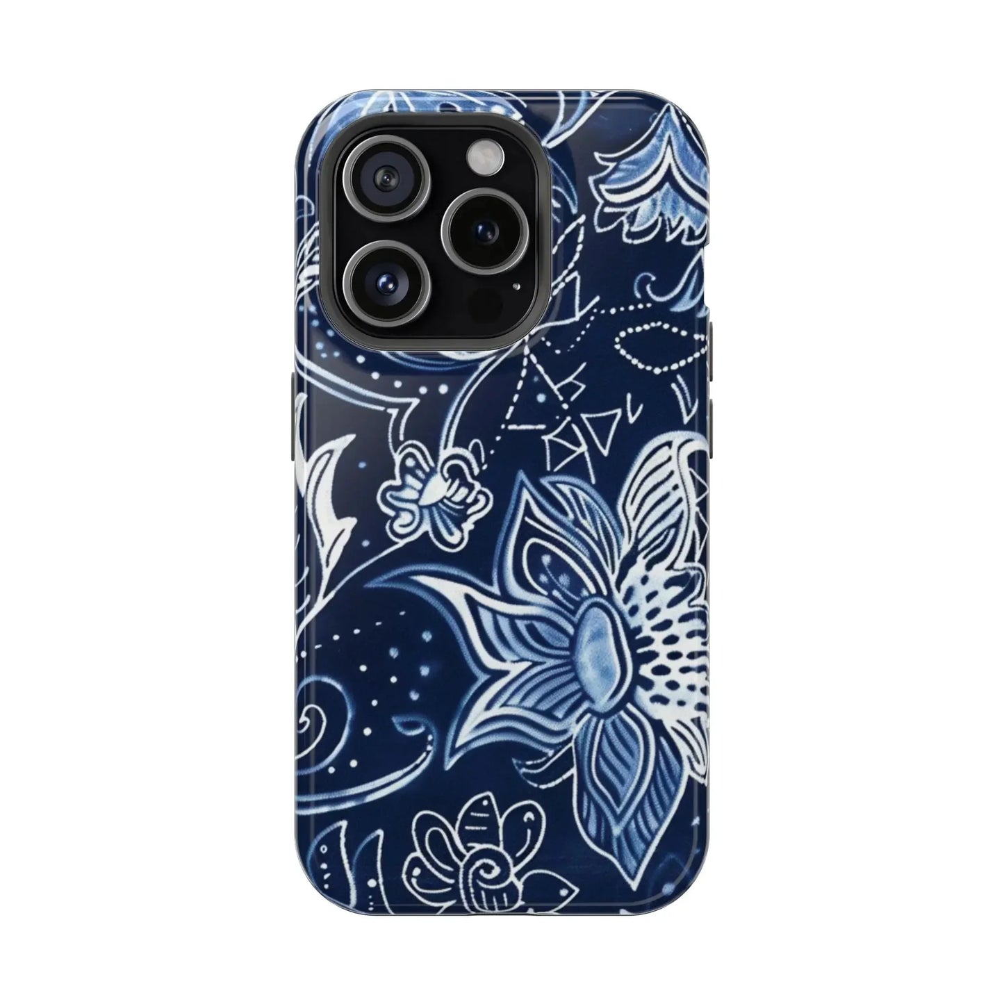 Floral Navy Magnetic Impact - Resistant Phone Case — Blue Paisley Protection - DIGITAL X