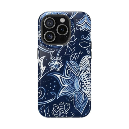 Floral Navy Magnetic Impact - Resistant Phone Case — Blue Paisley Protection - DIGITAL X