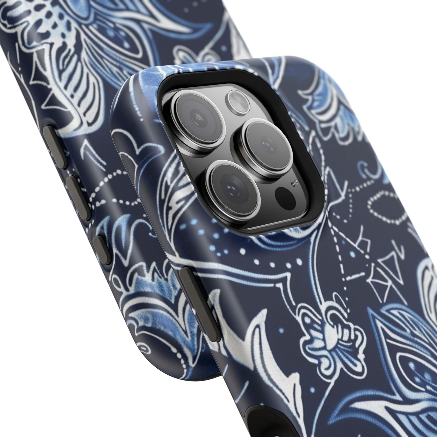 Floral Navy Magnetic Impact - Resistant Phone Case — Blue Paisley Protection - DIGITAL X