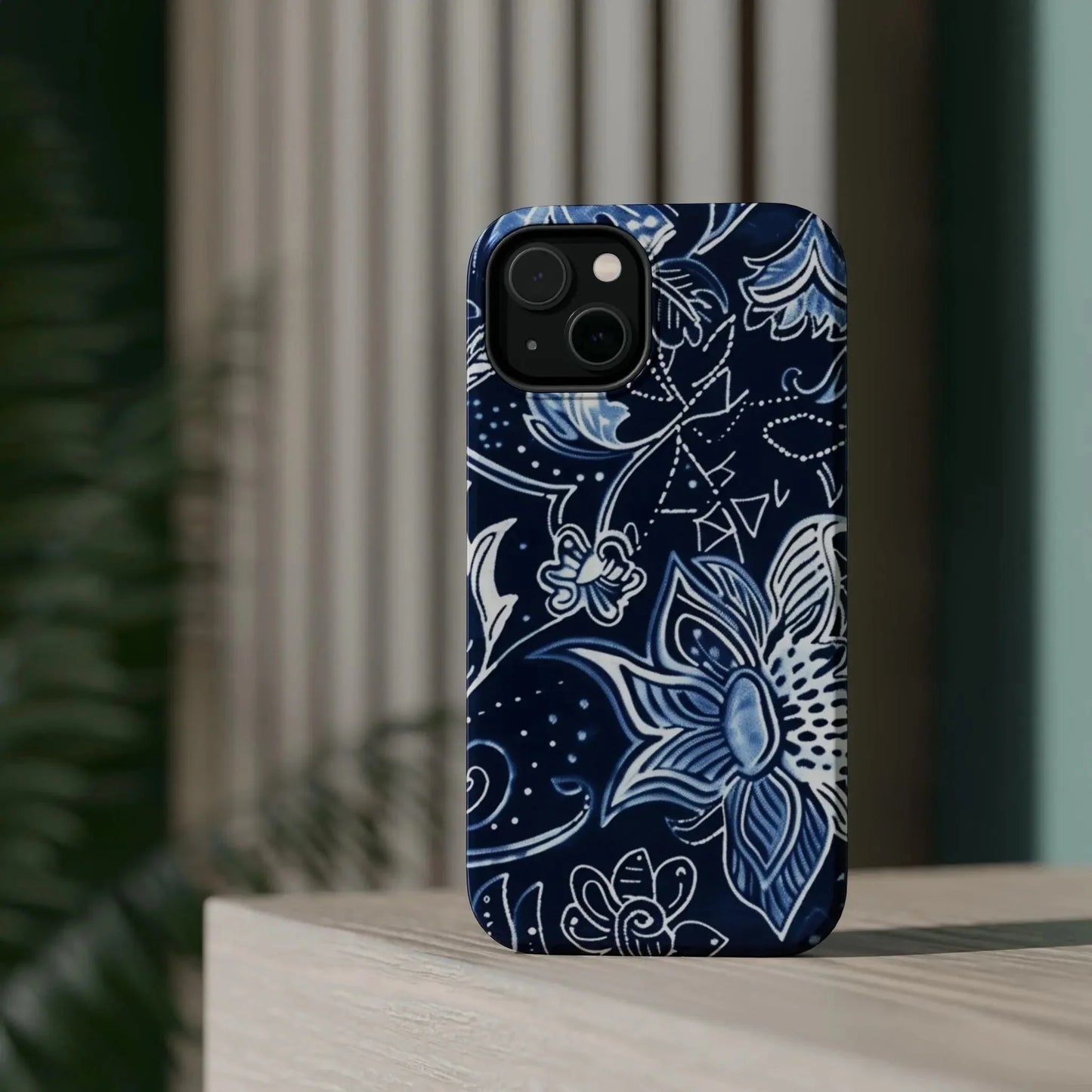 Floral Navy Magnetic Impact - Resistant Phone Case — Blue Paisley Protection - DIGITAL X