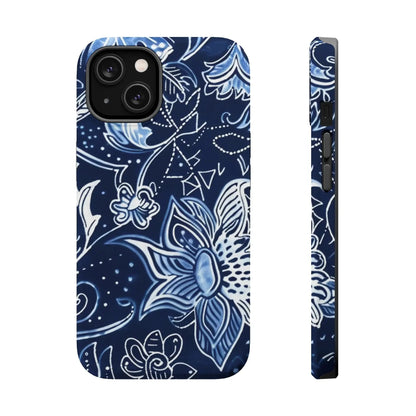 Floral Navy Magnetic Impact - Resistant Phone Case — Blue Paisley Protection - DIGITAL X