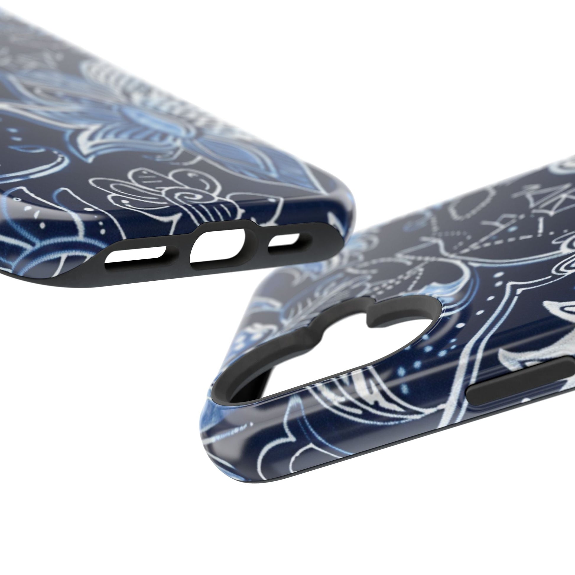 Floral Navy Magnetic Impact - Resistant Phone Case — Blue Paisley Protection - DIGITAL X