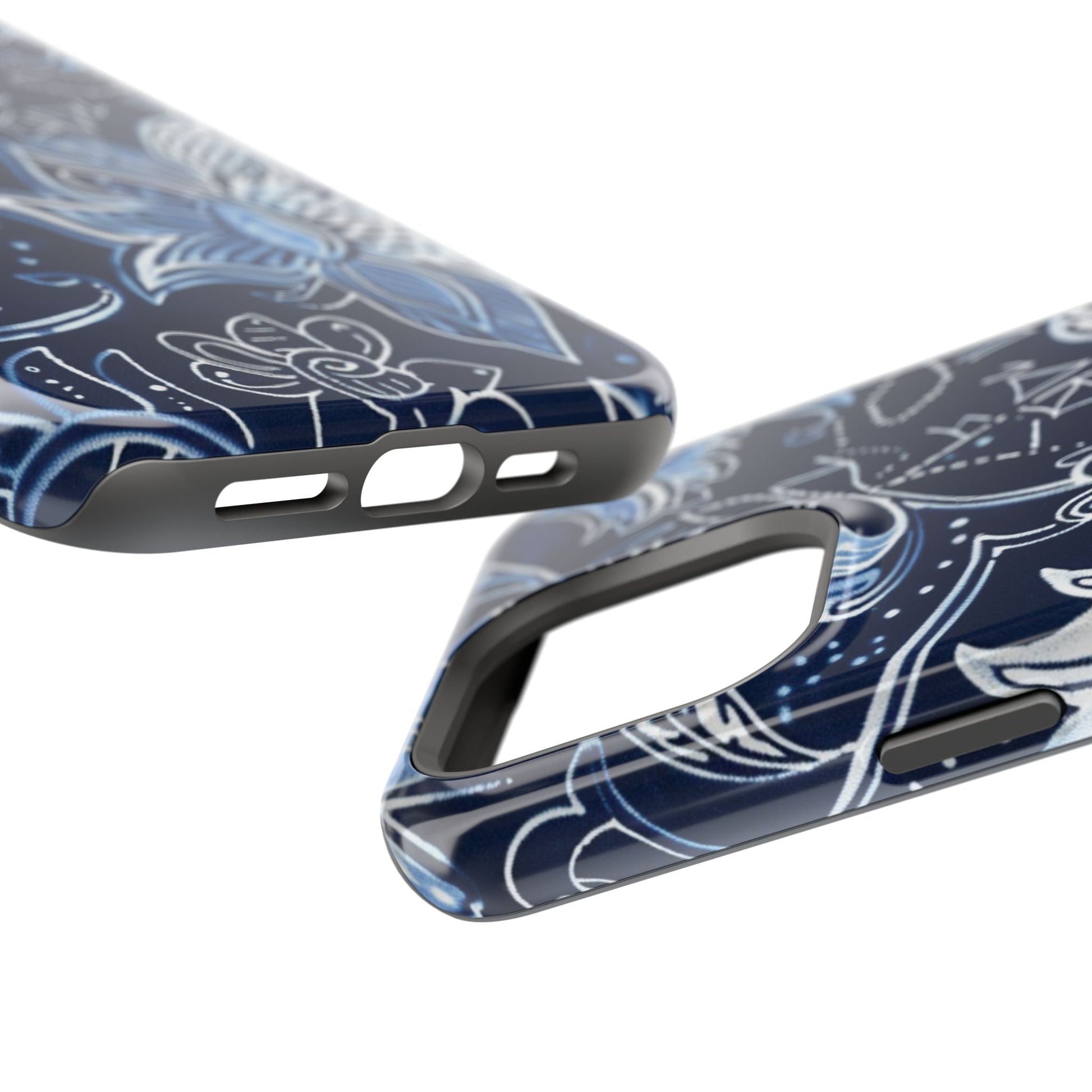 Floral Navy Magnetic Impact - Resistant Phone Case — Blue Paisley Protection - DIGITAL X