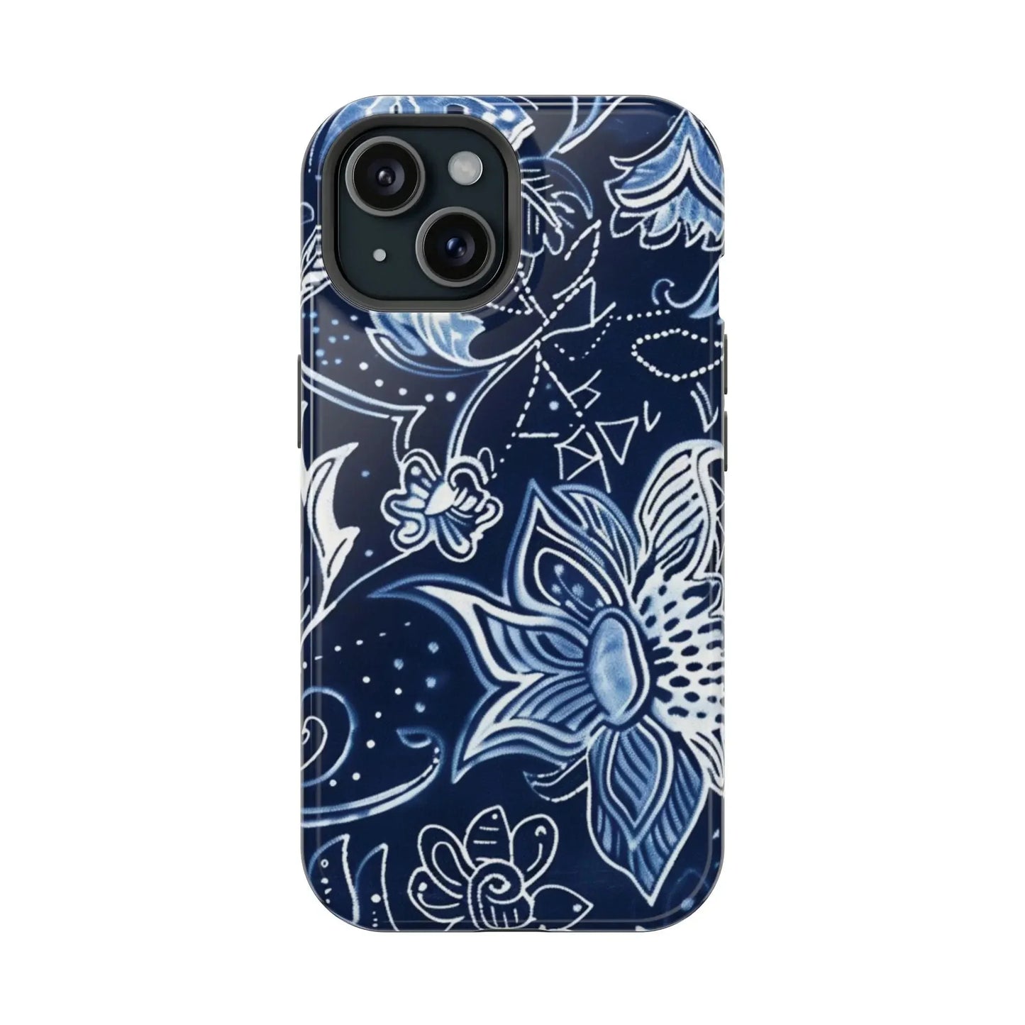 Floral Navy Magnetic Impact - Resistant Phone Case — Blue Paisley Protection - DIGITAL X