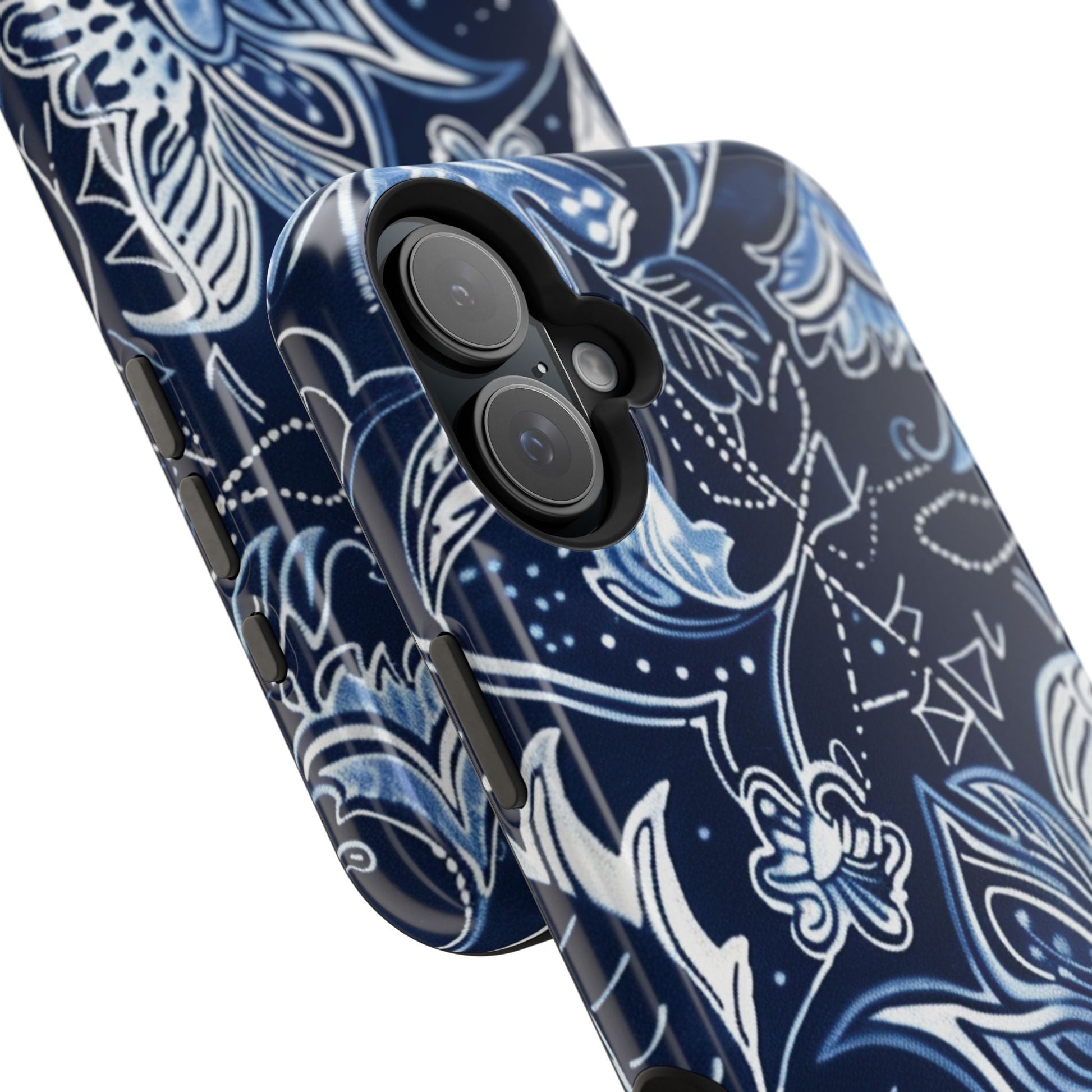 Floral Navy Magnetic Impact - Resistant Phone Case — Blue Paisley Protection - DIGITAL X