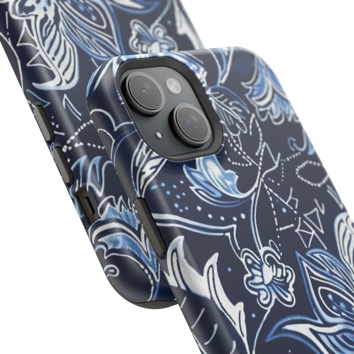 Floral Navy Magnetic Impact - Resistant Phone Case — Blue Paisley Protection - DIGITAL X