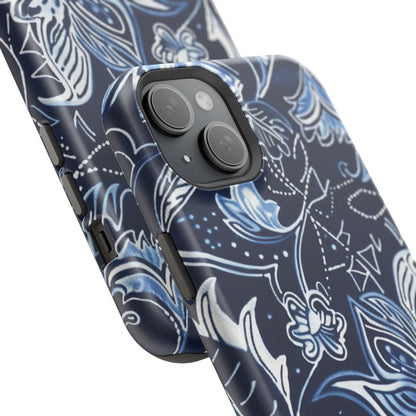 Floral Navy Magnetic Impact - Resistant Phone Case — Blue Paisley Protection - DIGITAL X
