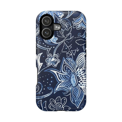 Floral Navy Magnetic Impact - Resistant Phone Case — Blue Paisley Protection - DIGITAL X