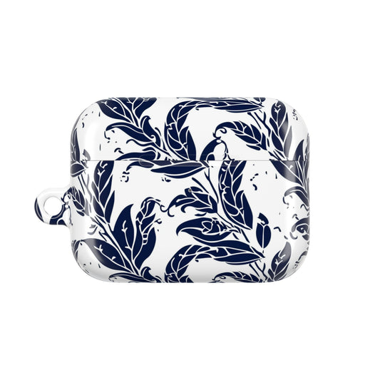 Floral Navy Vine AirPod Case — Blue Botanical Protective Cover - DIGITAL X
