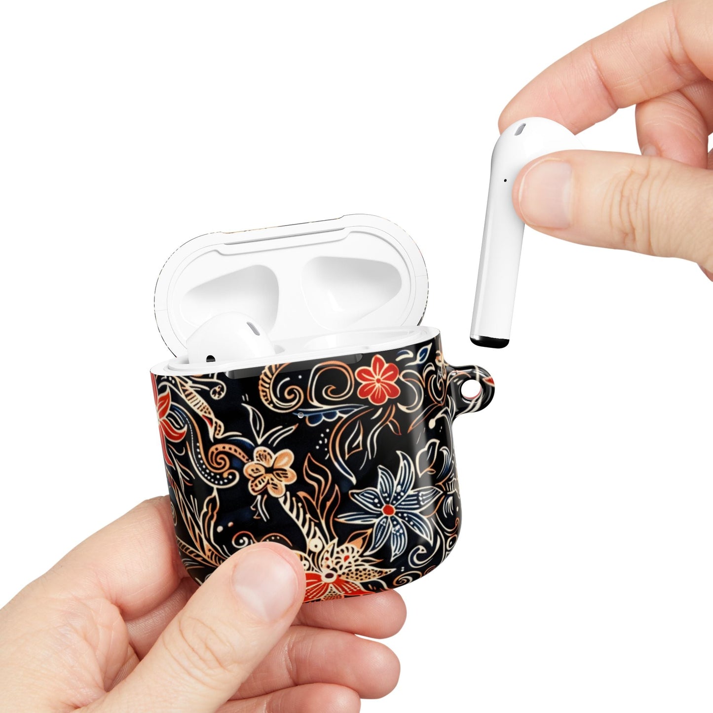 Floral Noir AirPod Case — Black Vintage Flower Protective Cover - DIGITAL X