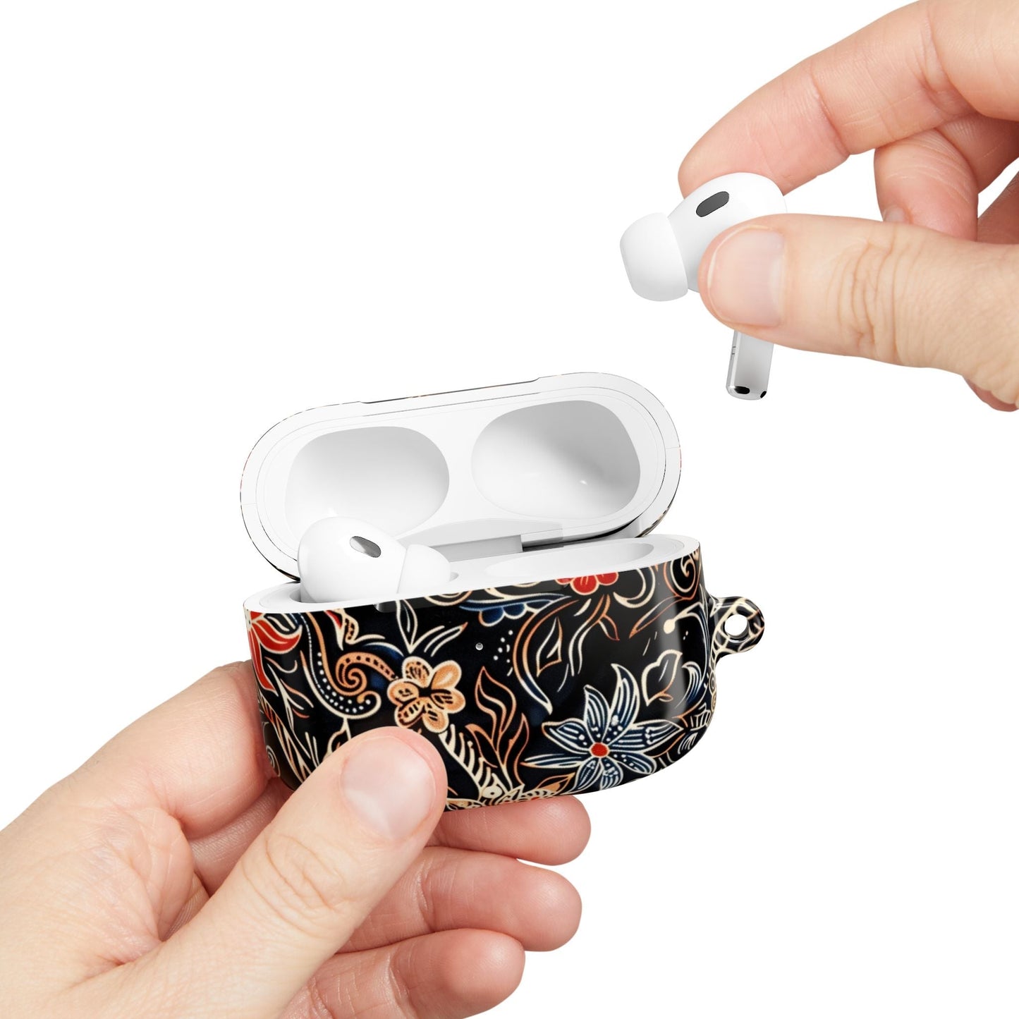 Floral Noir AirPod Case — Black Vintage Flower Protective Cover - DIGITAL X