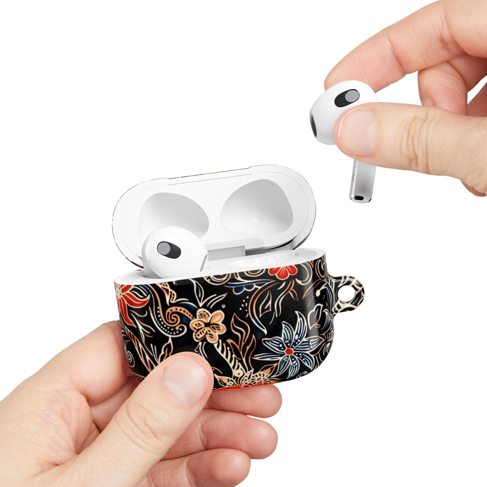 Floral Noir AirPod Case — Black Vintage Flower Protective Cover - DIGITAL X